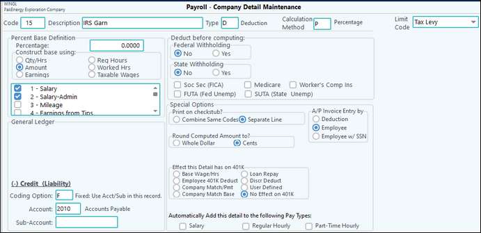 Deductions based on percent of net check