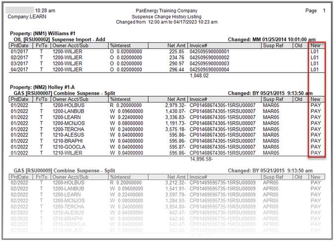 RB Cycle suspense change log