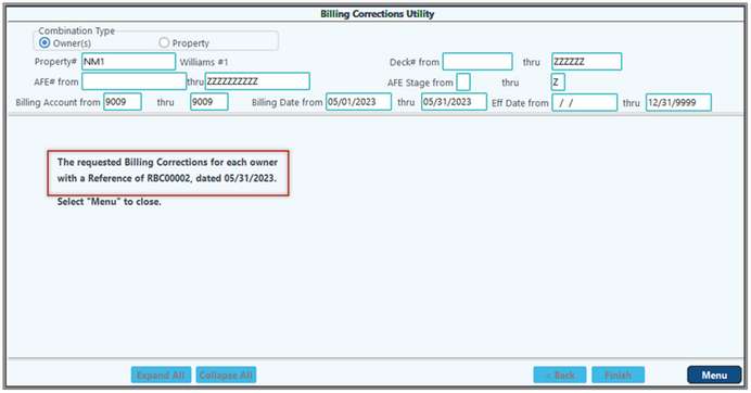 Rev Bill Owner Level Billing Corrections Utility 7