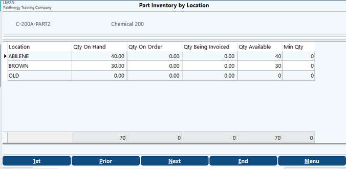 inv multi loc parts