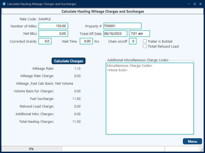 hauling rate test