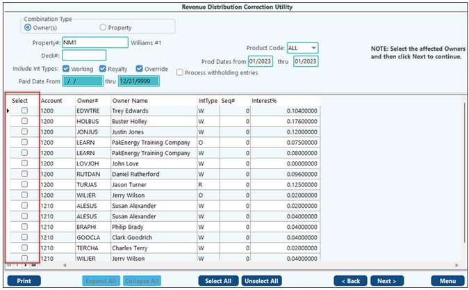 Rev Bill Owner Level Revenue Distribution Correction Utility 2