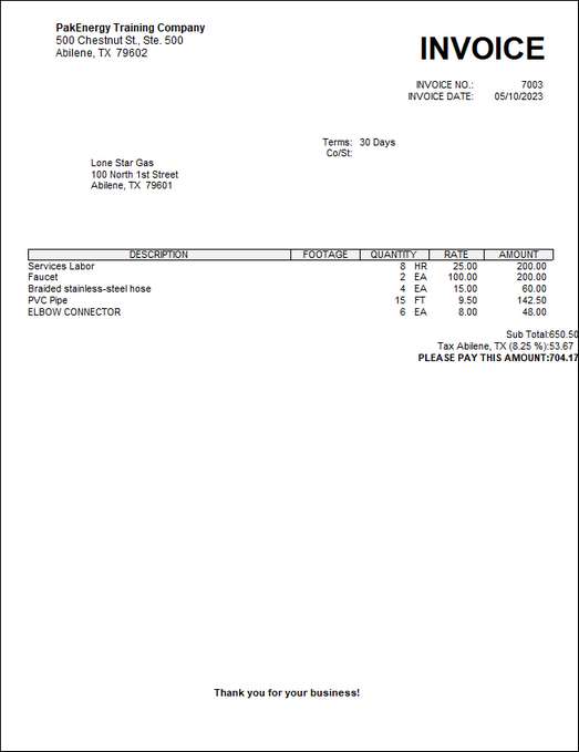 retail invoice