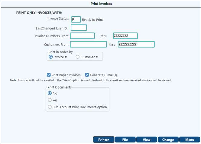 Print Invoices