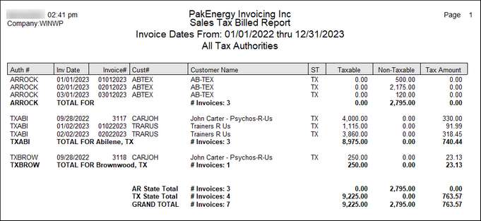 sales tax billed