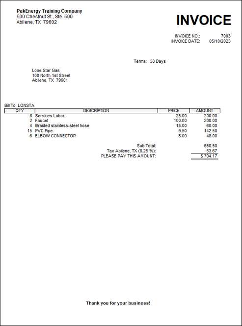 BRS Invoice