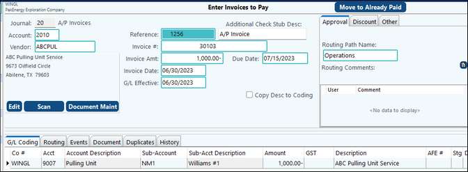 ccredit invoice