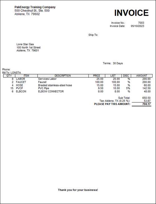 dc invoice