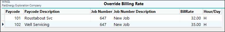 OVR billing rate by job