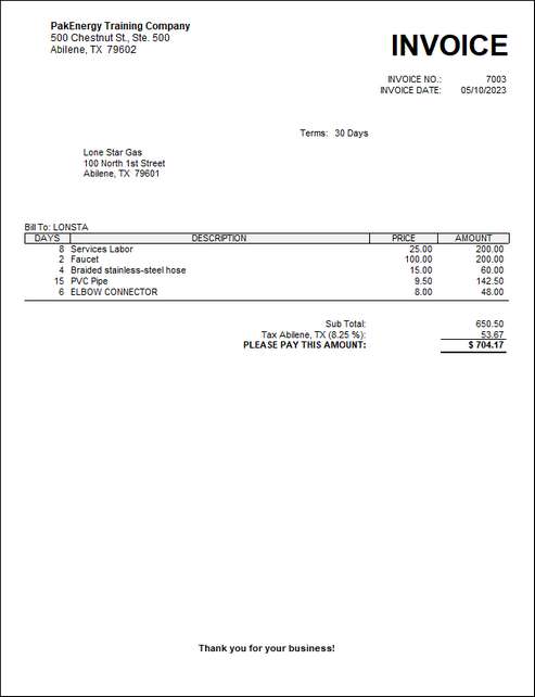 days invoice