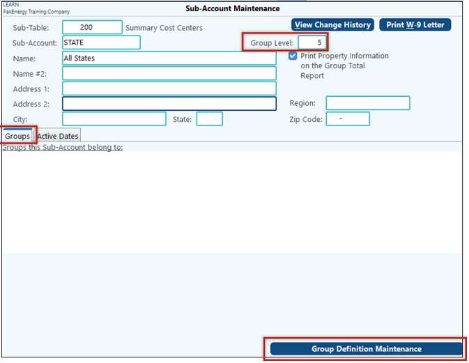 financial groups tab