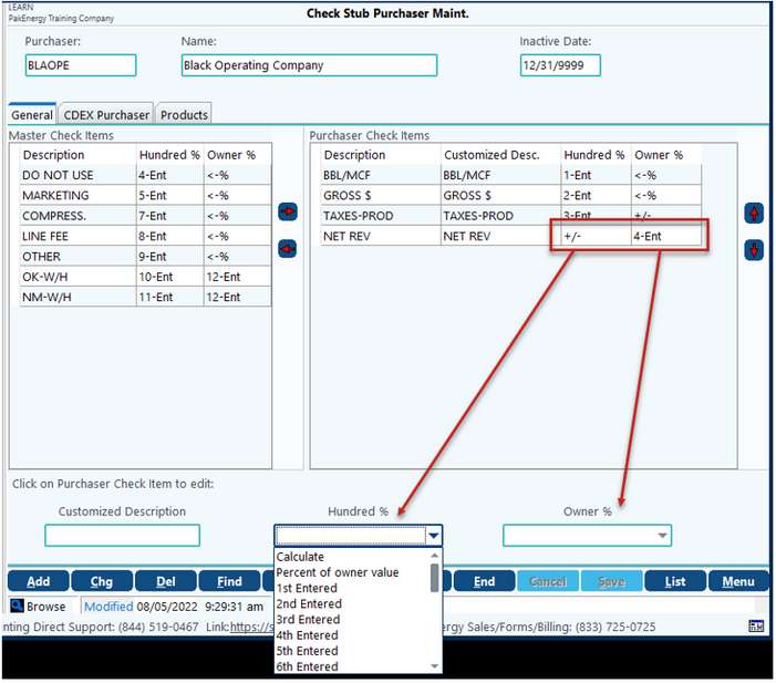 check stub Purchaser maint 2