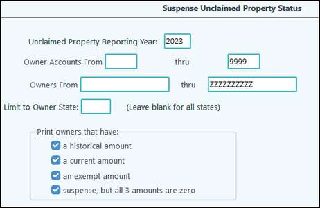 UnclaimedSuspensePropertyStatus