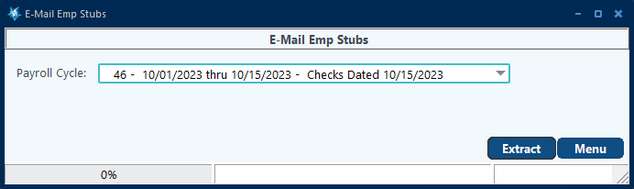 Payroll > Payroll Cycle > Email Emp Stubs