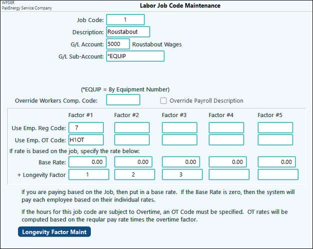 st labor job code maint