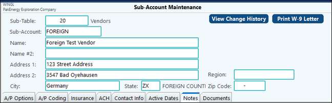 Foreign Address