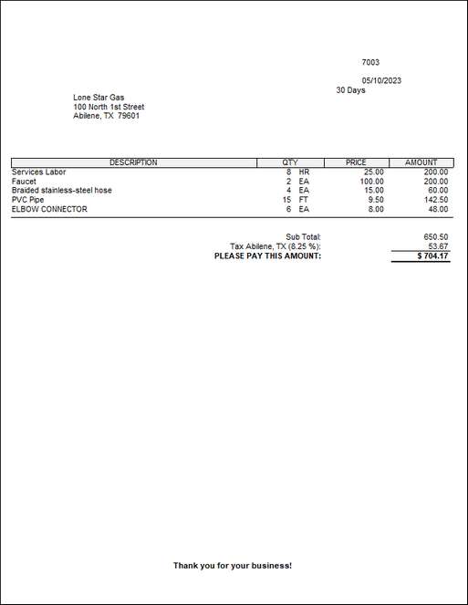 CW invoice