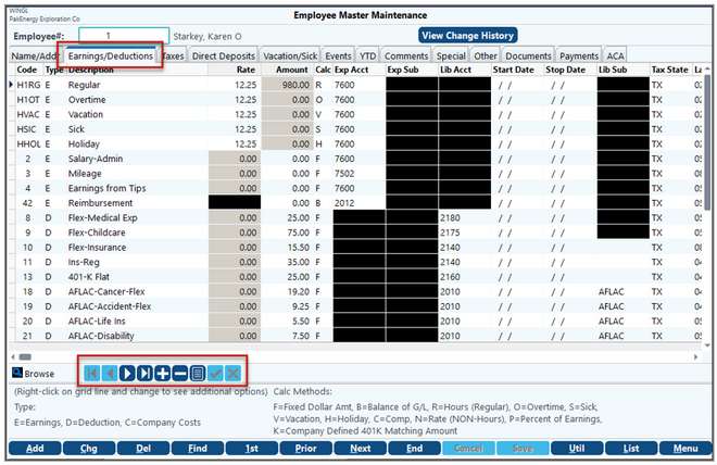 EM Detail Code  Tab