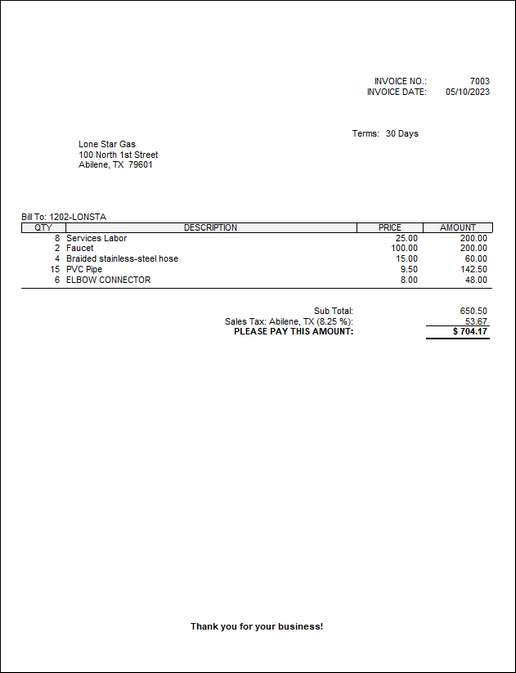 letterhead invoice