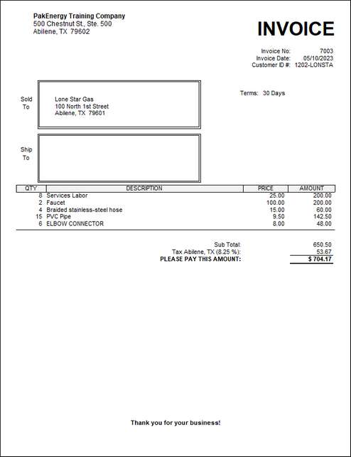 SP Invoice