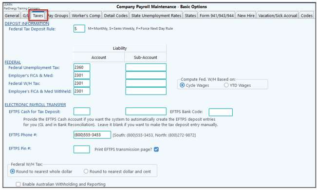 basic options tax gl