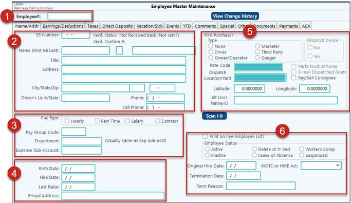 payroll name address tab