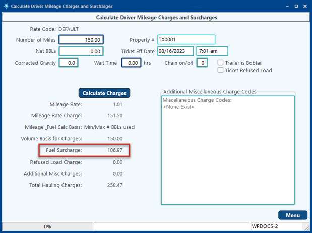 Calculate Mileage Surcharge