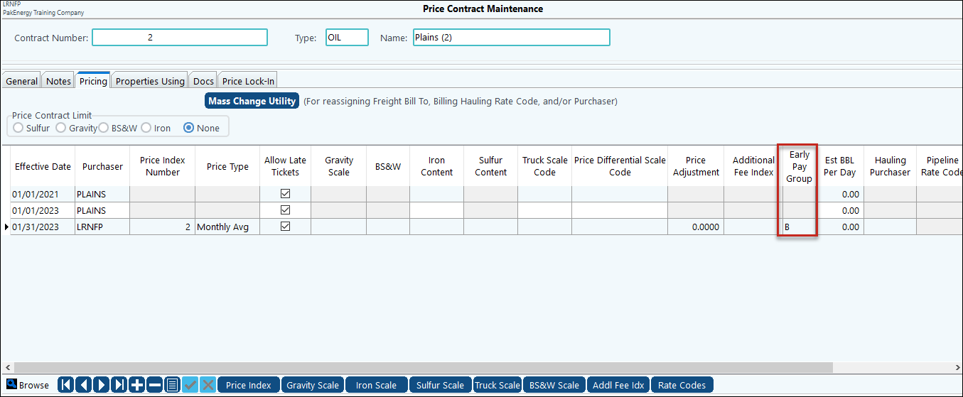 Pricing tab