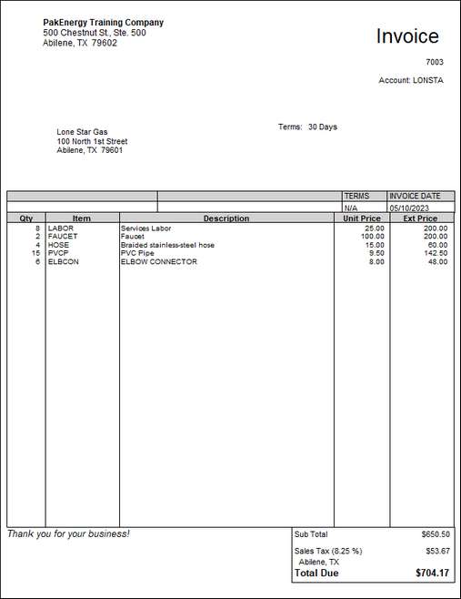 item invoice 3