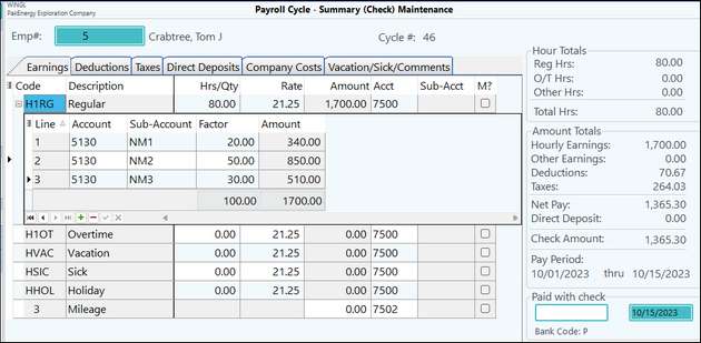 Pay sum allocate sal