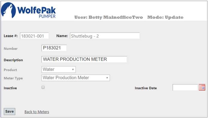 Pumper Lease Meters