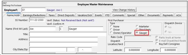 Gauger Entry