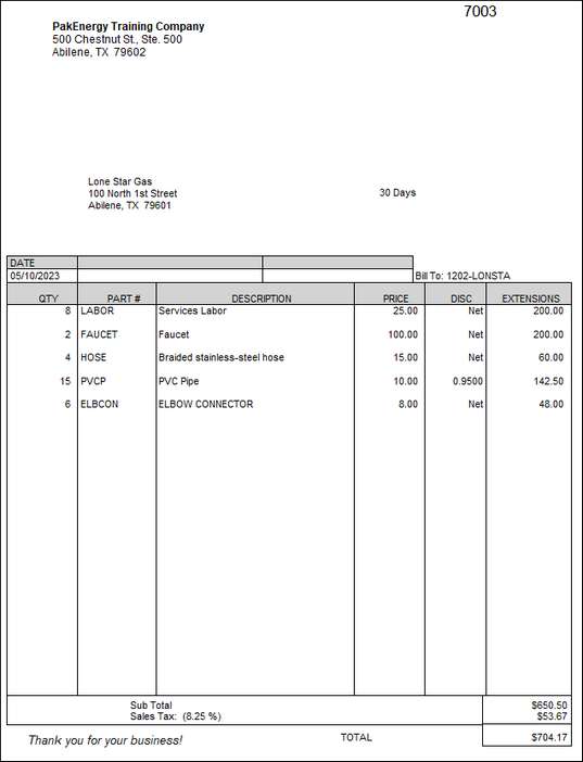 DM invoice