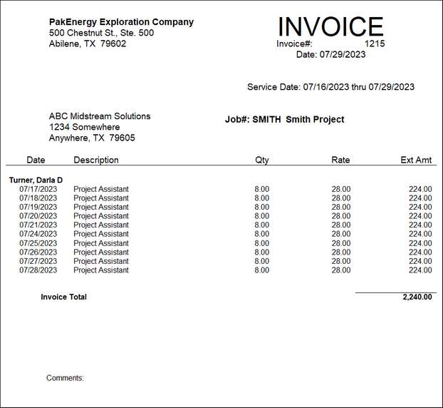 TE invoice print