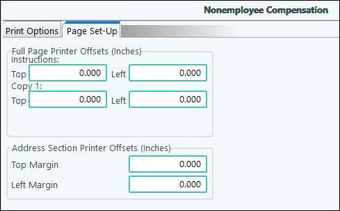 page setup nec