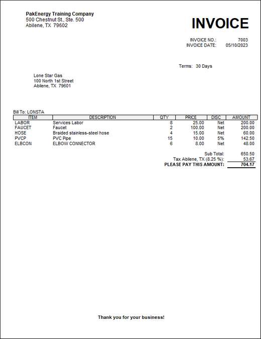 Item Invoice